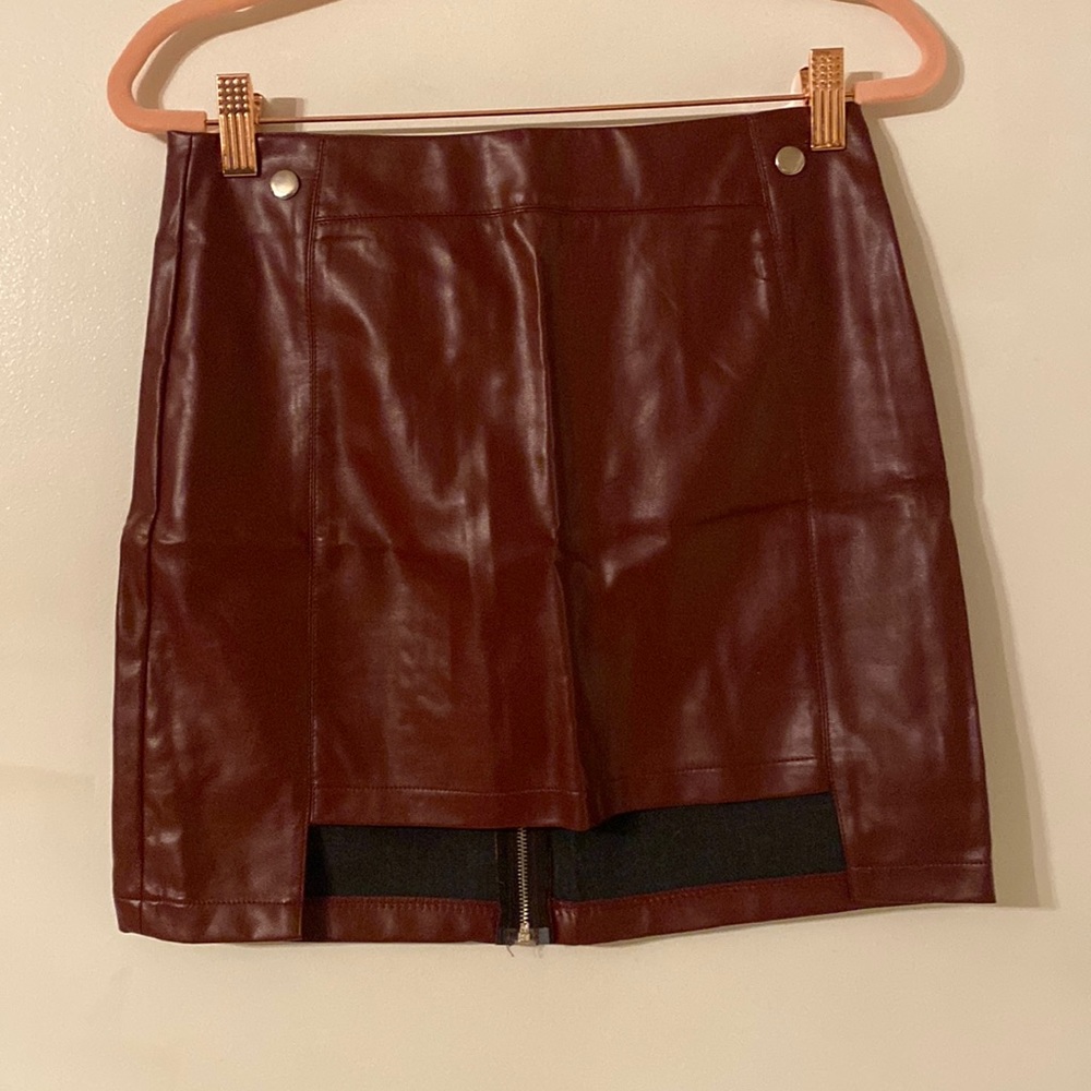 Maroon Leather MiniSkirt